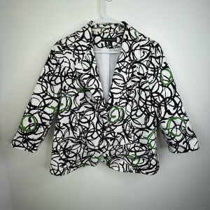 Harve Benard Elegant Black and Green Patterned Women's Blazer size XL
